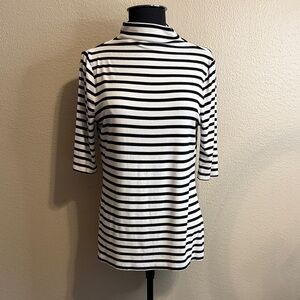 White House Black Market Monochrome Striped Tee